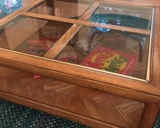 lg oak/glass coffee table