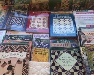 number of Quilting Books & related items including a pattern layout cutting table
