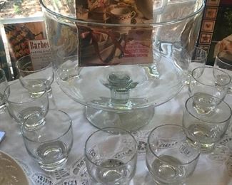 vintage W Virginia Glass Co Punch Bowl set modernistic