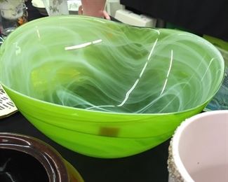 Fancy Green Large Serving Bowl