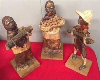 Folk Art Paper Mache Village Farmers