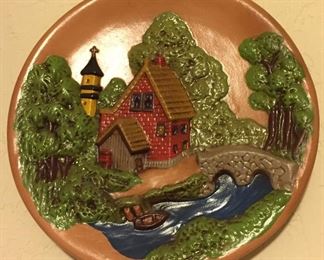 Hand Painted Ceramic German Town Scene