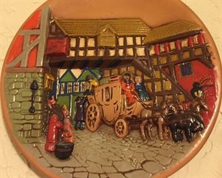 Hand Painted Ceramic German Town Scene