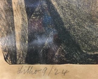 Modernist Artist Abstract Litho by Edmund Kinzinger Texas Artist Signed 1941 Mexican Woman 9/24