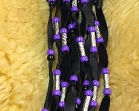 Harley Davidson Head Piece Black Leather & beads