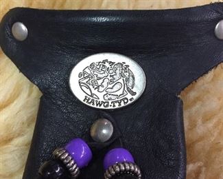 Harley Davidson Head Piece Black Leather & beads