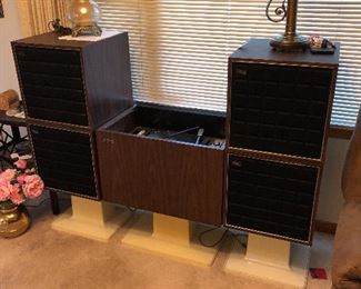 Mid-1970’s Zenith Stereo Turntable & Eight Track Played W/ 4 Allegro Speakers and stands