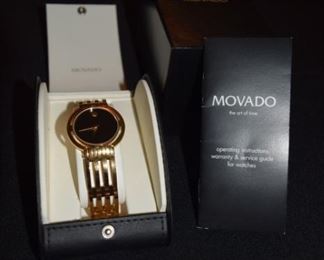 Movado Esparanza Mens Stainless Steel Case Gold Finished, Matte Black Museum Dial