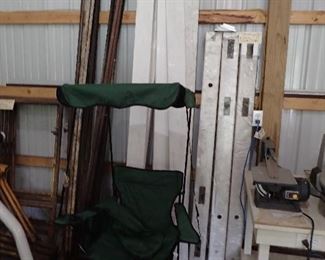 Scaffold. Vinyl Fence Pieces. Portable Chair.