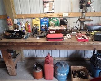 Laser. Drill Press. Gas Cans. Shop Vacuum. Buffer/Polisher.Sander.Electric Hammer.Drill Bits. 