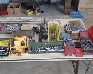 Socket Sets. Drill Bits. 1/2" Air Impact Wrench with Sockets. 