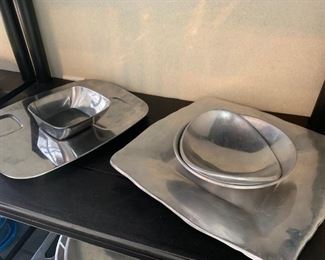 Silver and silver plated dishes for kitchen or living room.
