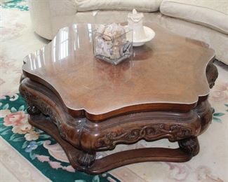 Hexagonal Carved Coffee Table