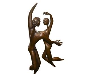 7. Modern MARY PREMINGER Bronze Sculpture Mounted to Glass