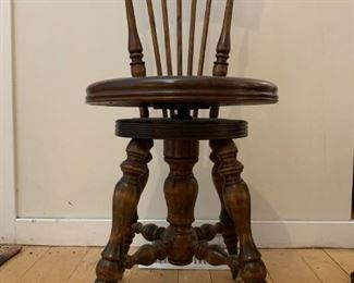 Antique Piano Stool with Back