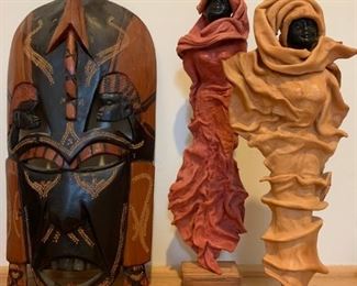 African Mask, Leather African Statues