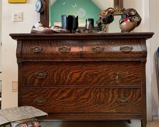 Victorian Oak Chest with Mirror