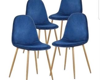 GreenForest Dining Chairs for kitchen,Elegant Velvet Back and Cushion, Mid Century Modern Side Chairs Set of 4,Blue