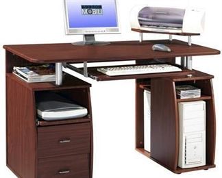 Complete Computer Workstation Desk with Storage - Mahogany (Brown) - Techni Mobili