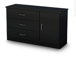 South Shore Libra 3-Drawer Dresser with Cabinet Door, Pure Black