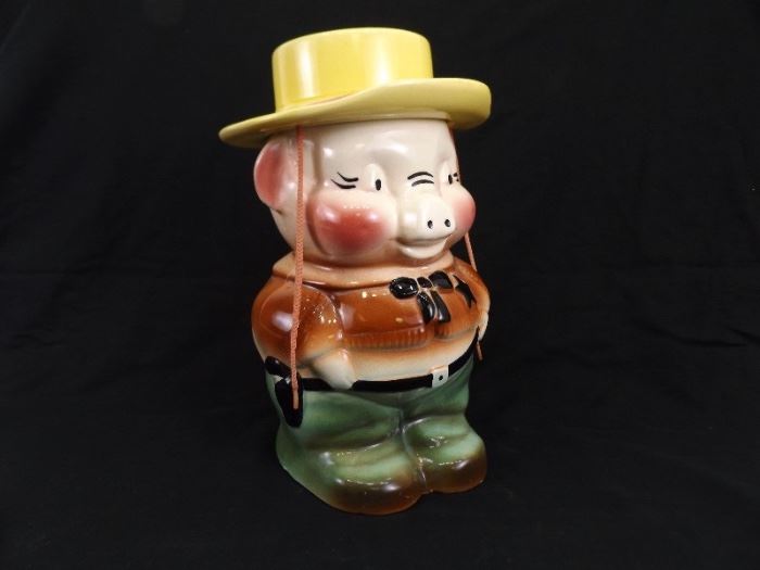Vintage Roseville Pottery Pig Sheriff Cookie Jar
