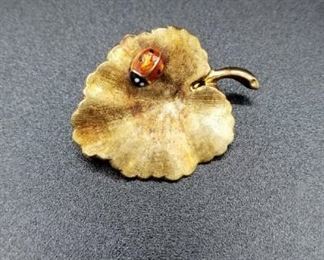 14K German gold leaf with ladybug