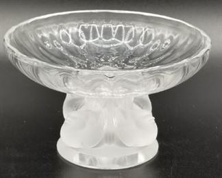 Lalique Nogent four birds pedestal compote bowl
