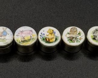 Cutest ever sterling silver trinket boxes with porcelain artwork