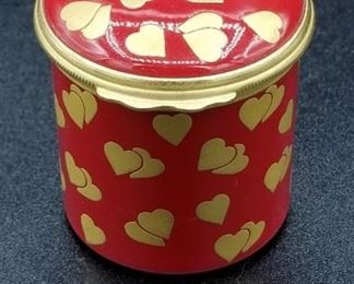 Halcyon Day Gold Hearts cylinder shaped trinket box