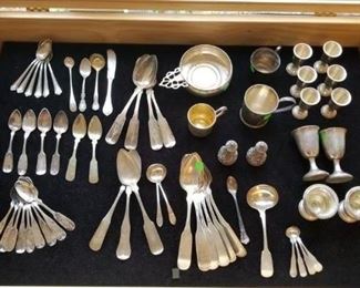 Lots of Sterling and coin silver flatware, cups, etc.