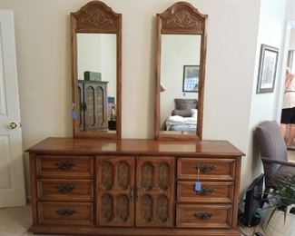 dresser and double mirrors