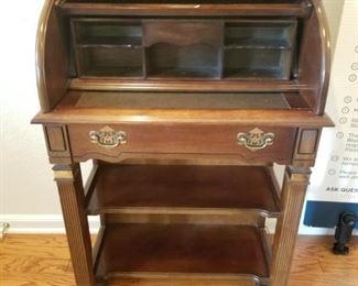 National Mt. Airy rolltop secretary, perfect for an entryway, measures 26" wide, 45" tall, and 17" deep