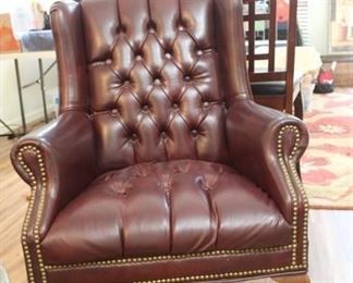brown leather armchair