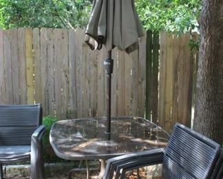 patio table and umbrella 