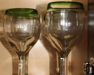green rimmed heavy drinking glasses