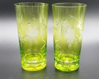Set of 2 cut crystal glasses