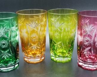 Set of 4 cut crystal glasses