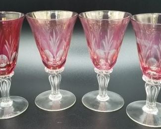 Set of 4 etched crystal glasses