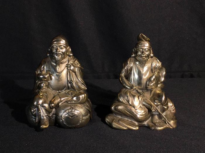 Pair Japanese Silver Figurine Set