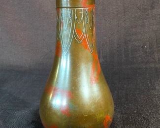 Japanese Bronze Vase with Silver Inlay