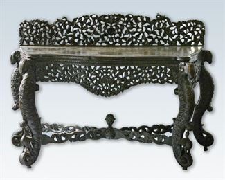 Anglo Indian Carved Wood Presentation Table