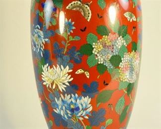 Japanese Cloisonné Vase with Floral Scene