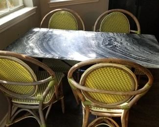 kitchen table - green marble topped - chairs sold separately