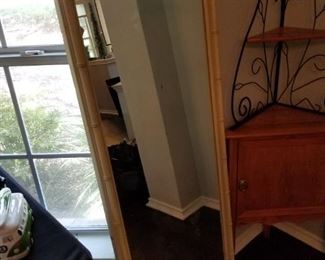 bamboo-trimmed full length mirror