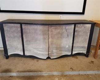 bar - painted ocean scenery, trimmed in black, measures 88" long x 24" deep - did not measure height