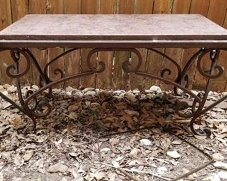 marble topped metal table