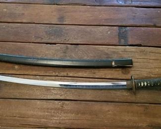 Japanese Katana sword. Unsharpened aluminum blade.