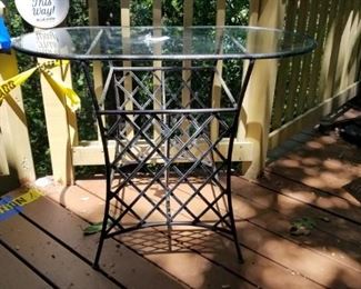 outdoor glass topped accent table
