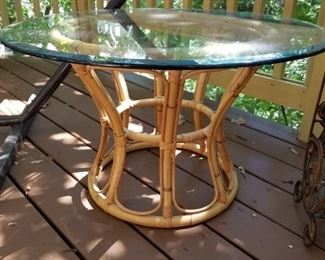 glass topped rattan table