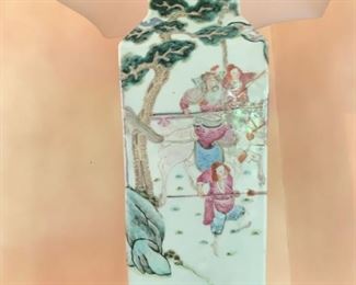 Chinese Export Lamp with Warriors on Horseback